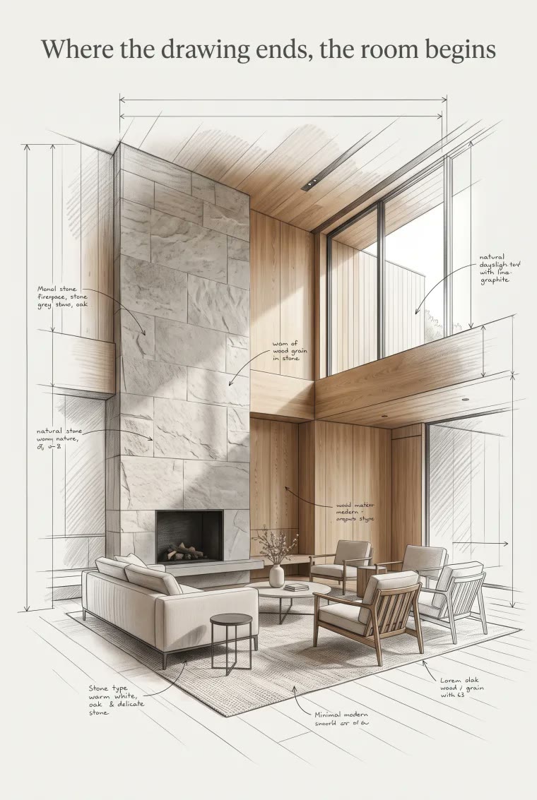 Concept visual: worn room on the left, freshly painted and refinished room on the right